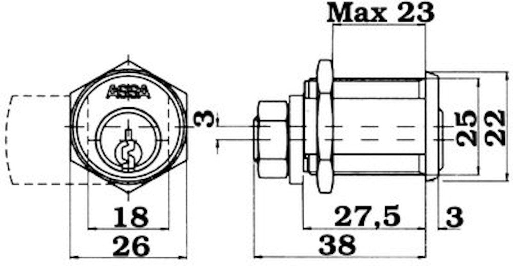 ASSA ABLOY cylinderlås 10450 höger – 2 nycklar