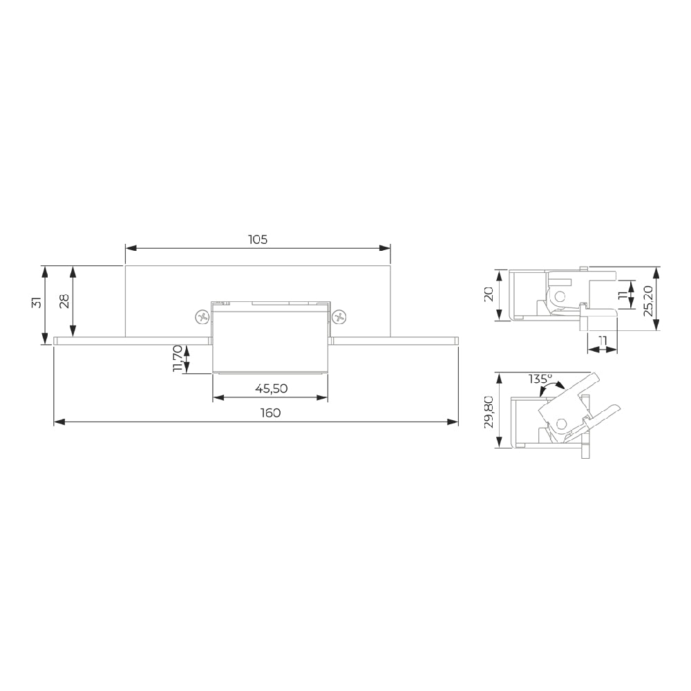 Elslutbleck EX-87 för glasdörrar rättvänd 24V
