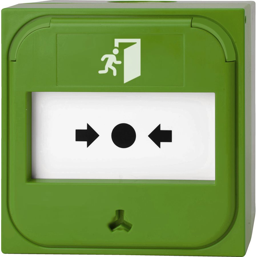 Larmknapp Konventionell Infälld Grön