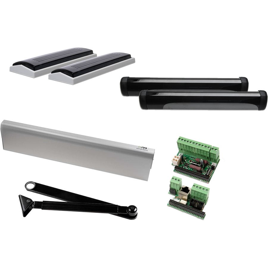 Dörrautomatikpaket SW300 tryckande Hotron AK Silver/svart