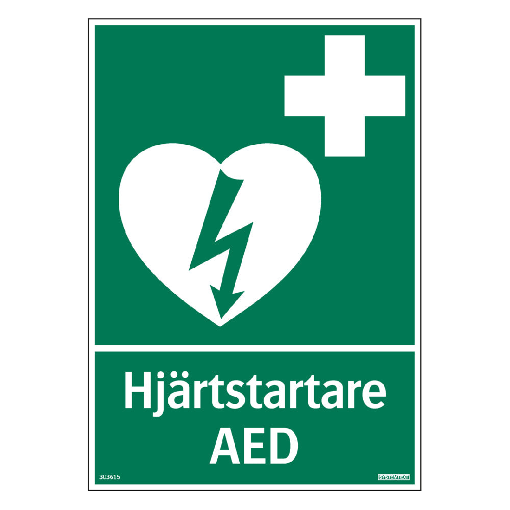 Skylt Hjärtstartare AED 210x297mm