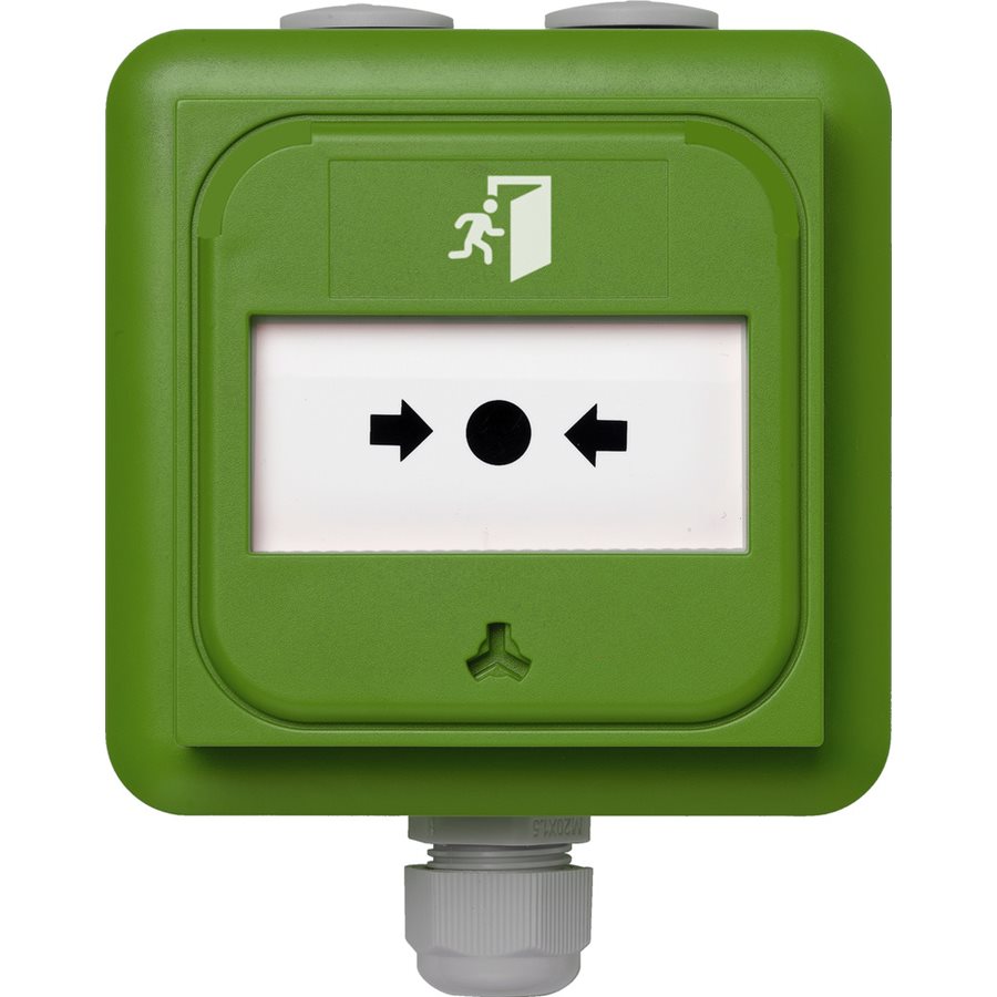Larmknapp Konventionell Ip 67 Infälld/Utanpå Grön