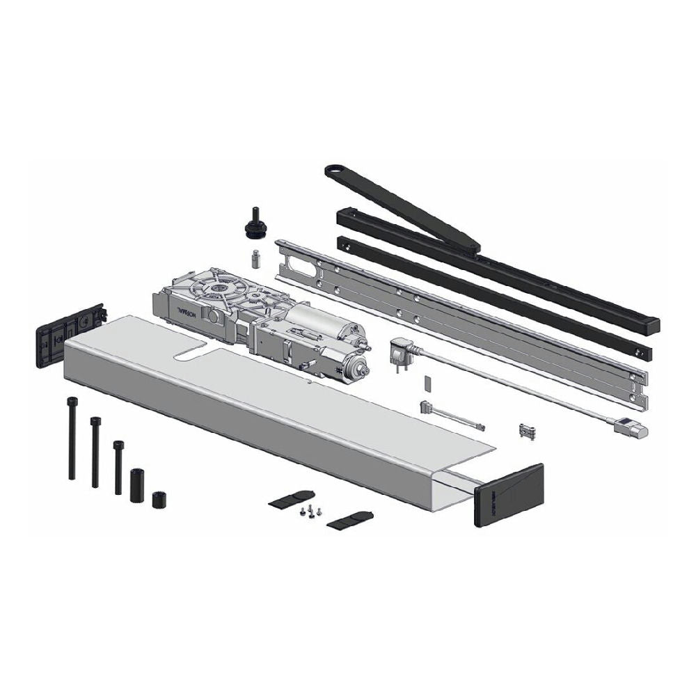 Dörrautomatik SW300-S-ECO dragande glidarm kpl grå/svart