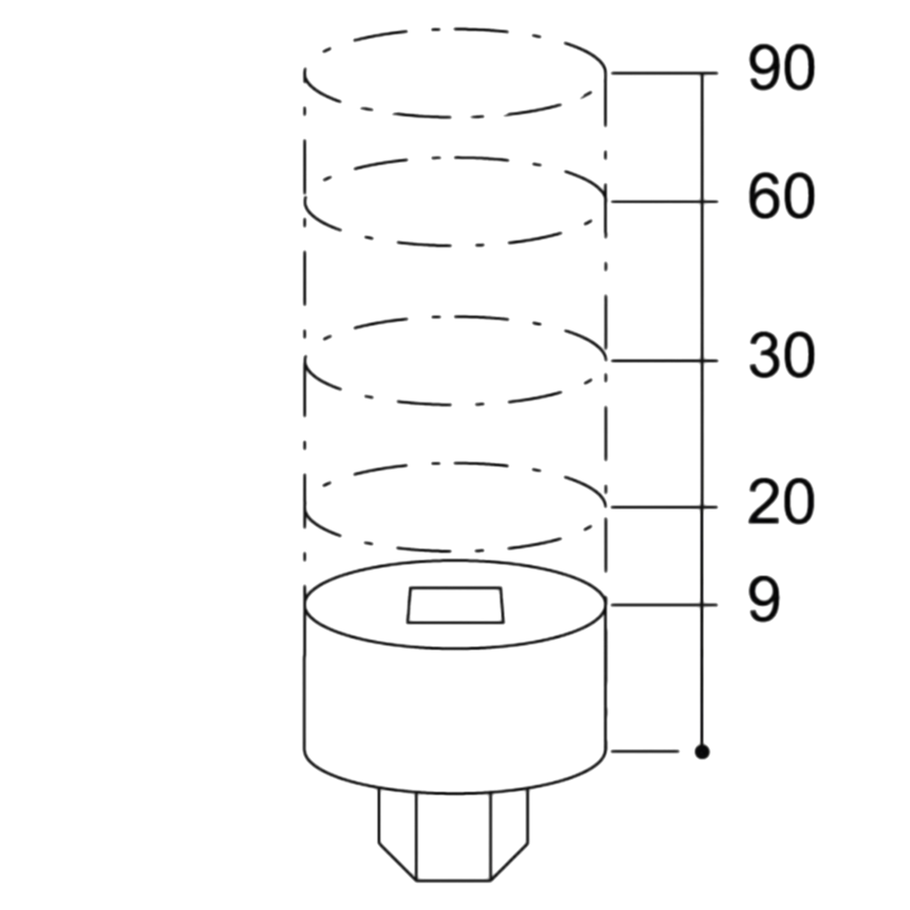 Axelförlängare äldre ED100/250 9mm