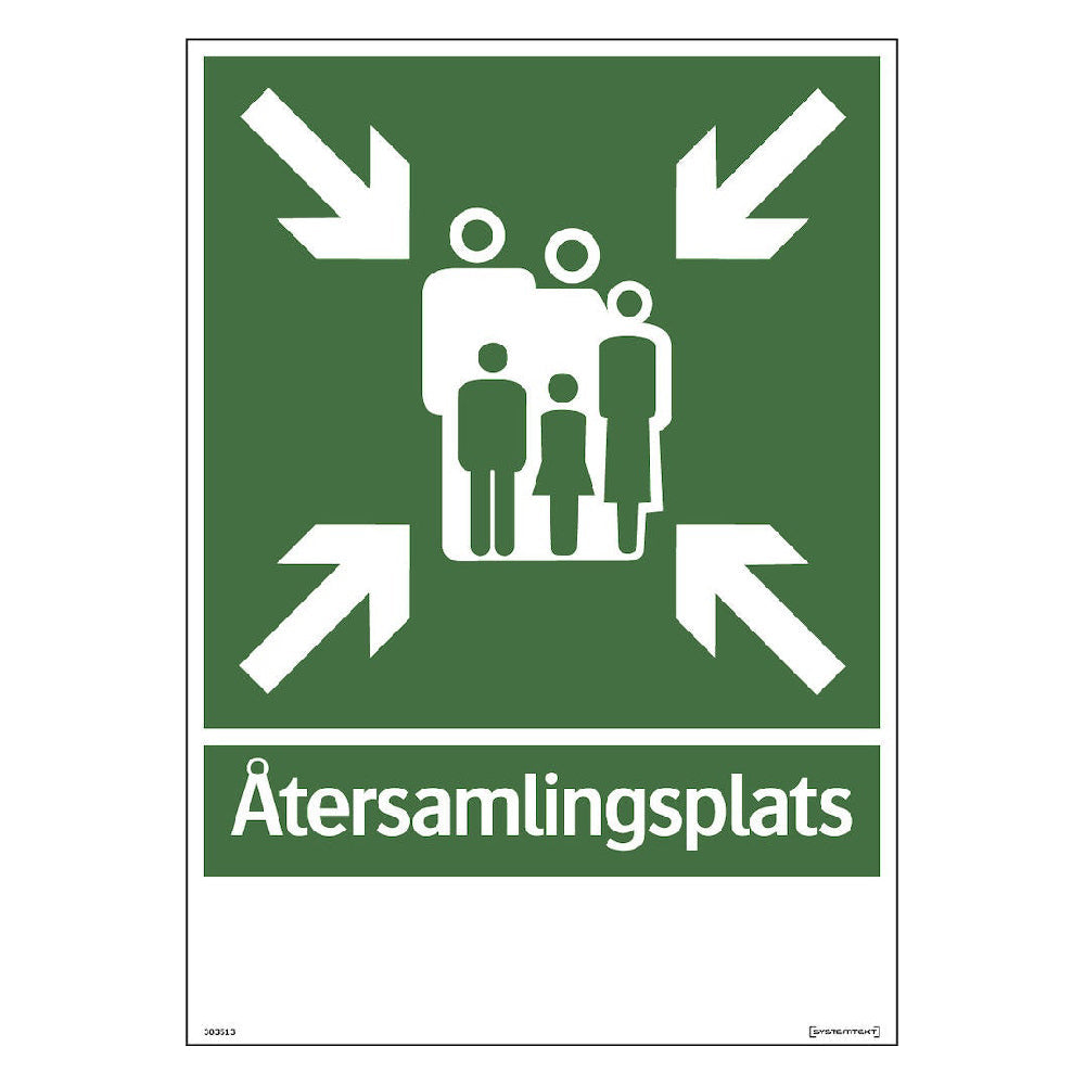 Skylt Återsamlingsplats 297x420mm Alu m. plats för text
