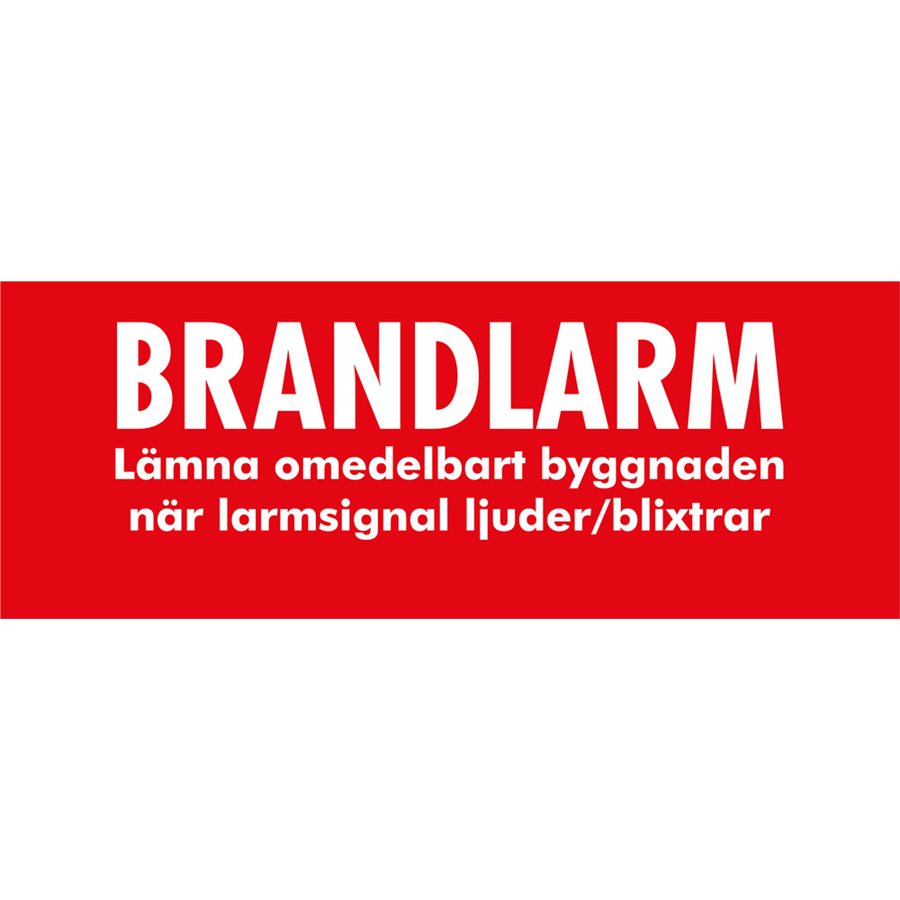 Skylt brandlarm utrym ljud/blixt 160x60 röd