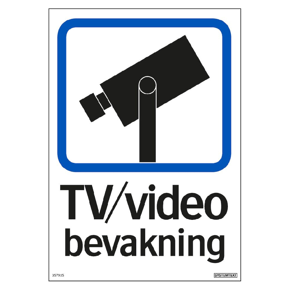 Skylt TV/Video bevakning hårdplast A5