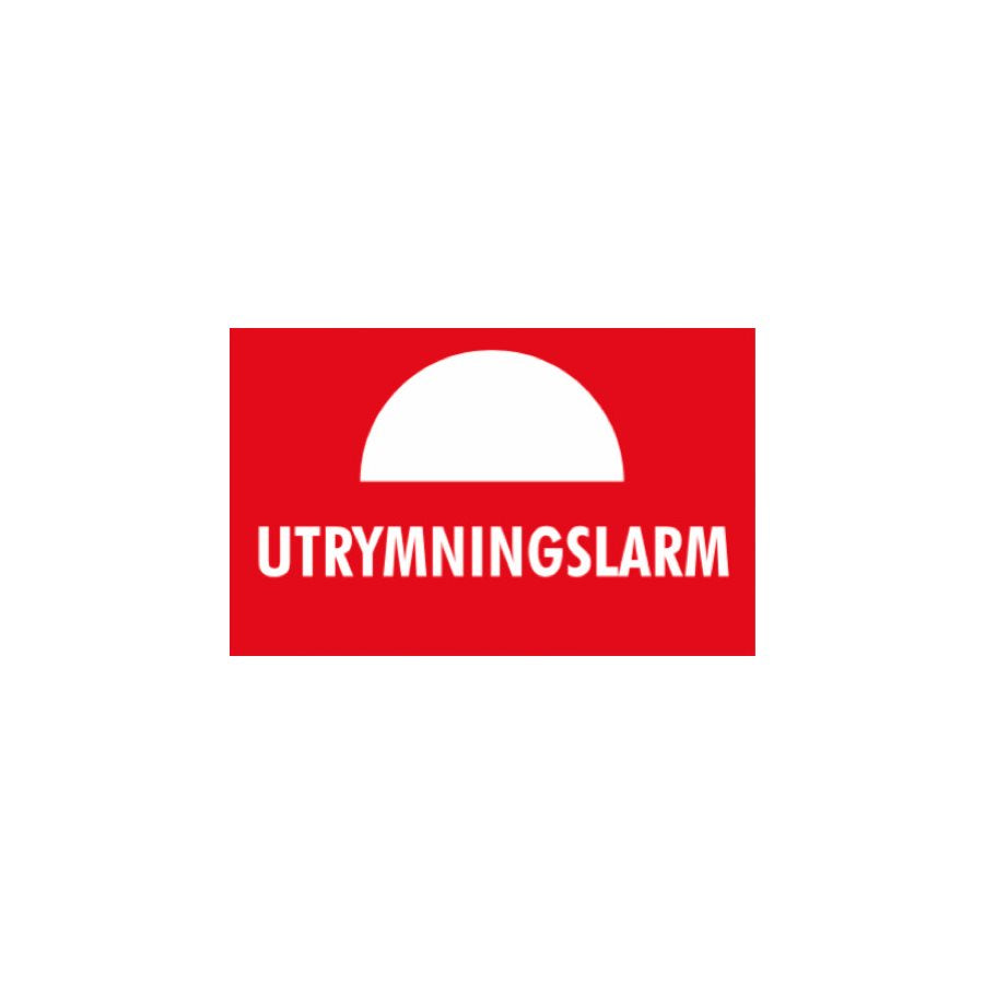 Skylt utrymningslarm 80x50mm