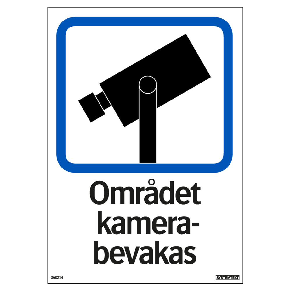 Skylt Området kamerabevakas 210x297mm
