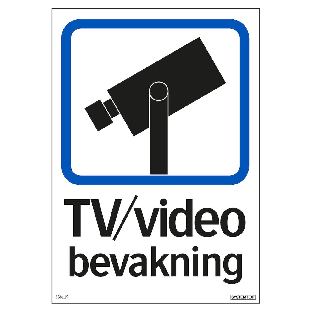 Dekal TV/Video bevakning självhäftande A5