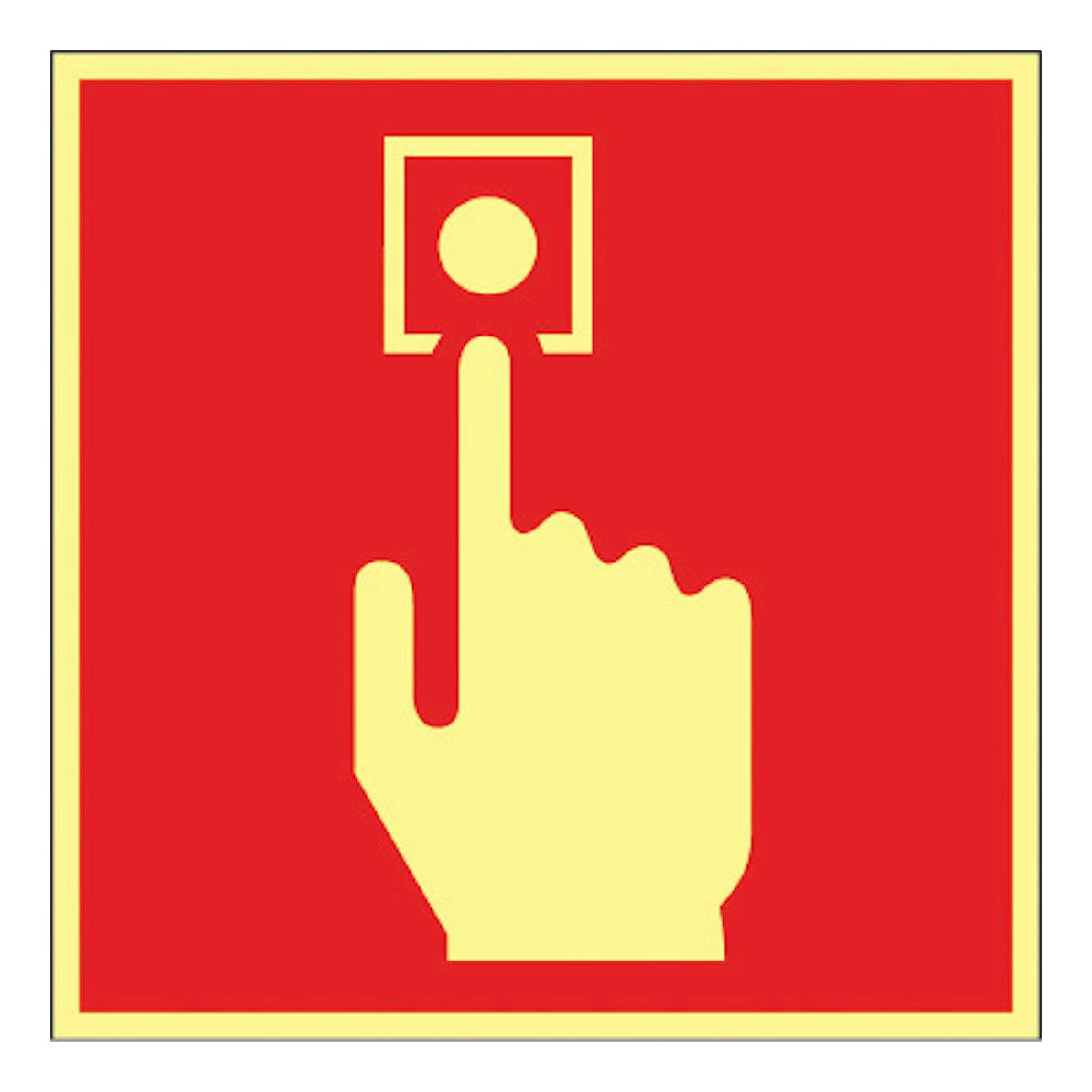 Skylt Brandlarmsknapp färgefterlysande