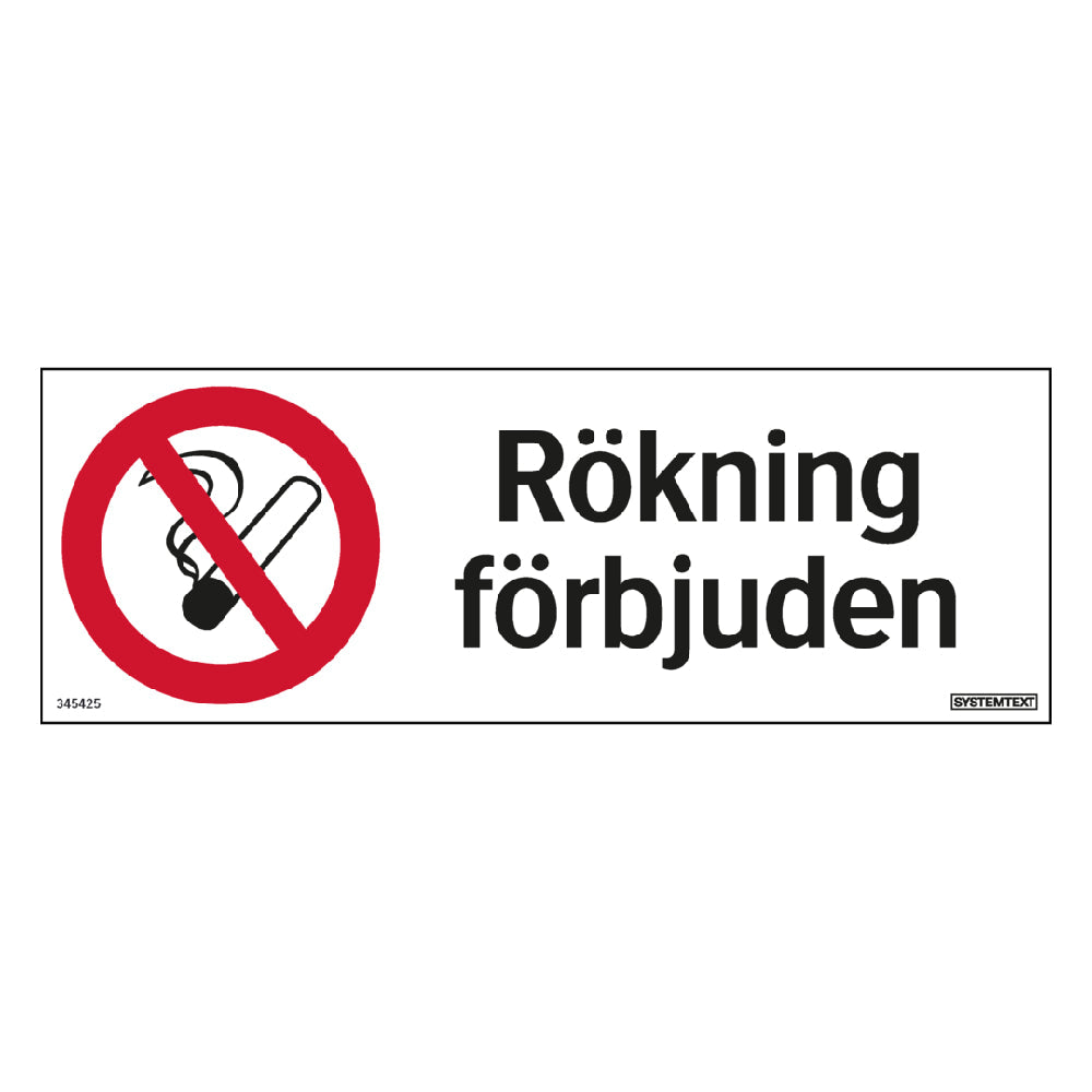 Skylt Rökning förbjuden hårdplast 210x75mm