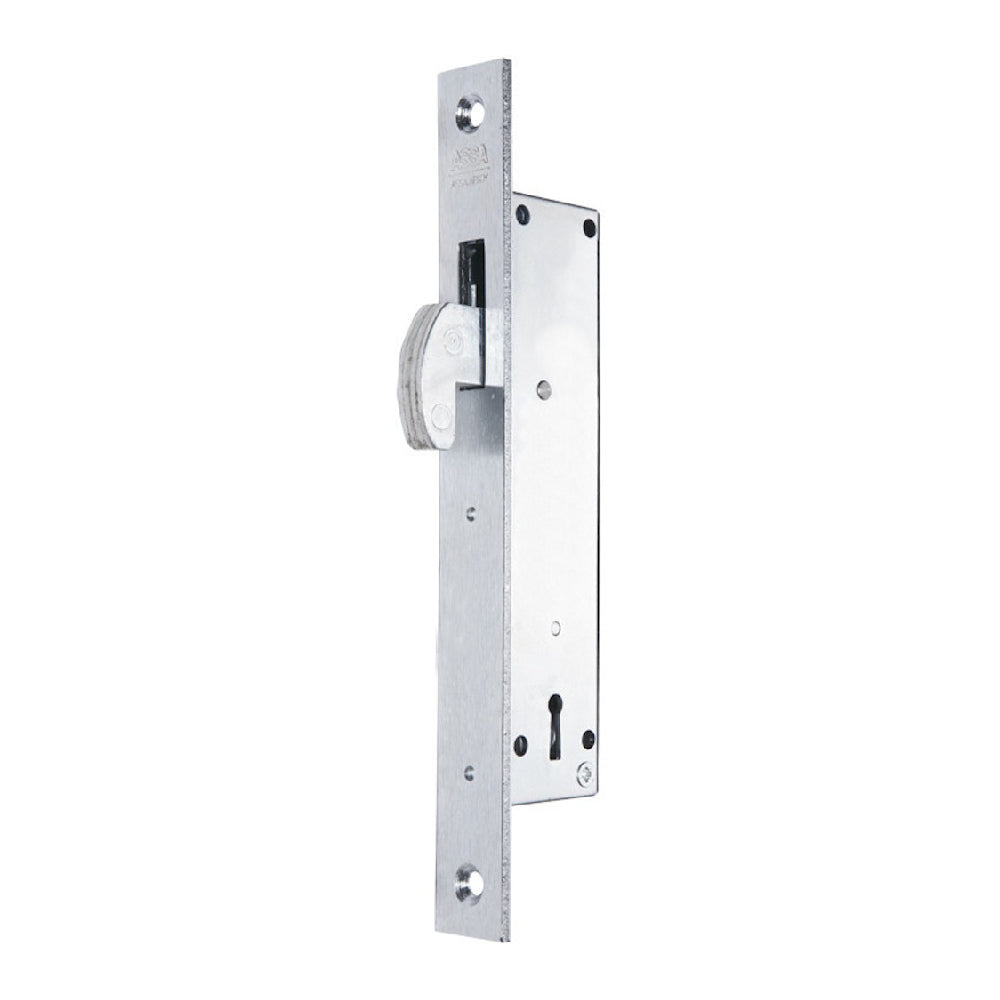 Låshus 237 hakregel från ASSA ABLOY är ett hakregellås för smalprofildörrar med 9 tillhållare. Ger med ett varvs nyckelvridning full utlåsning av regeln (22 mm) med förregling i utlåst läge