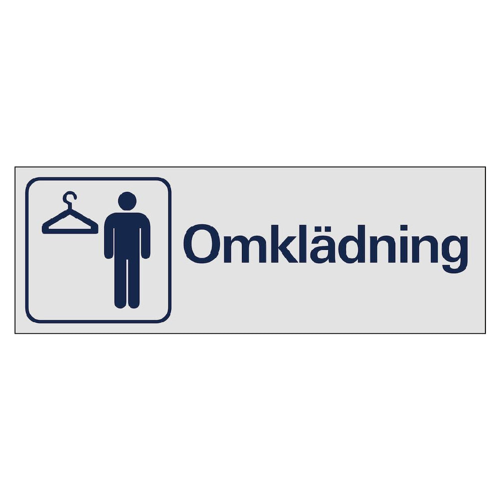 Skylt Omklädning herr aluminium