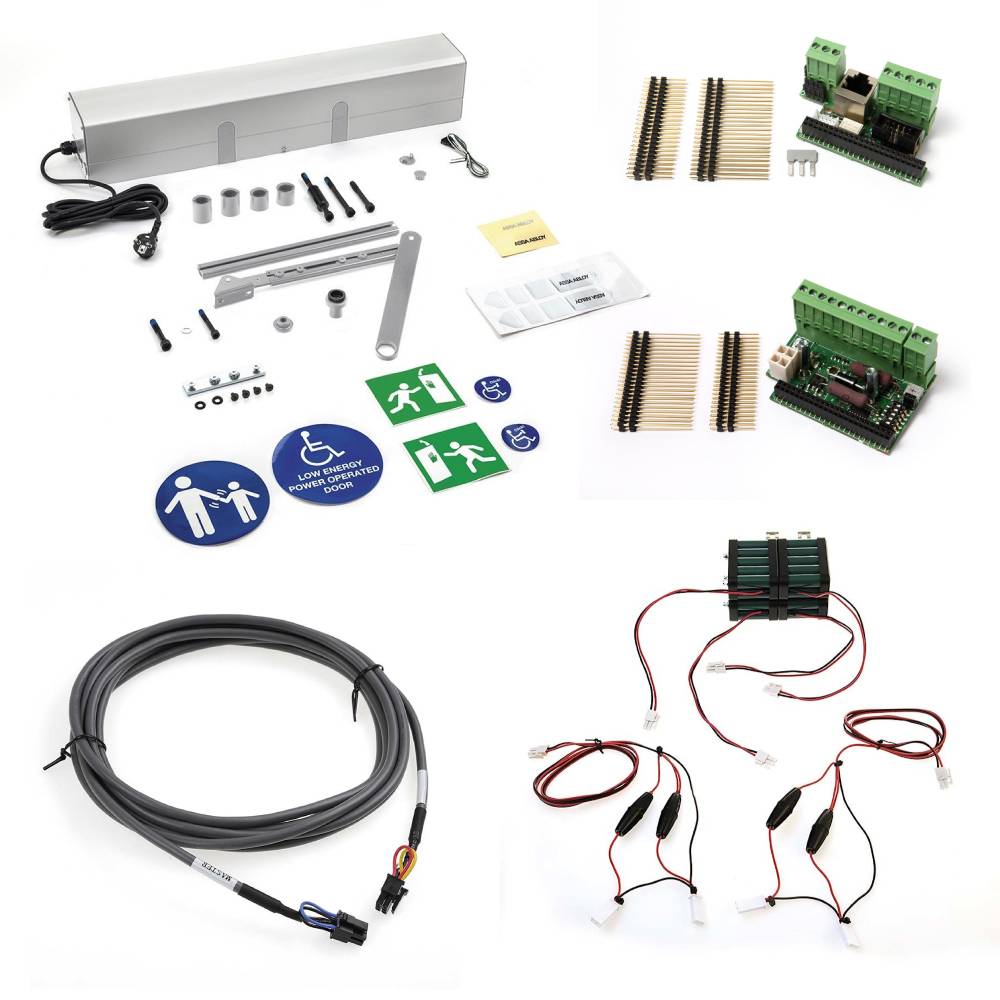 Dörrautomatikpaket SW100 tryckande Hotron mix AK silver alu