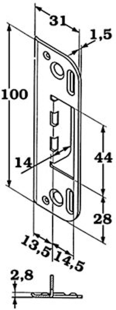 Slutbleck 0045 plant H100xB31mm plös 13,5mm fz