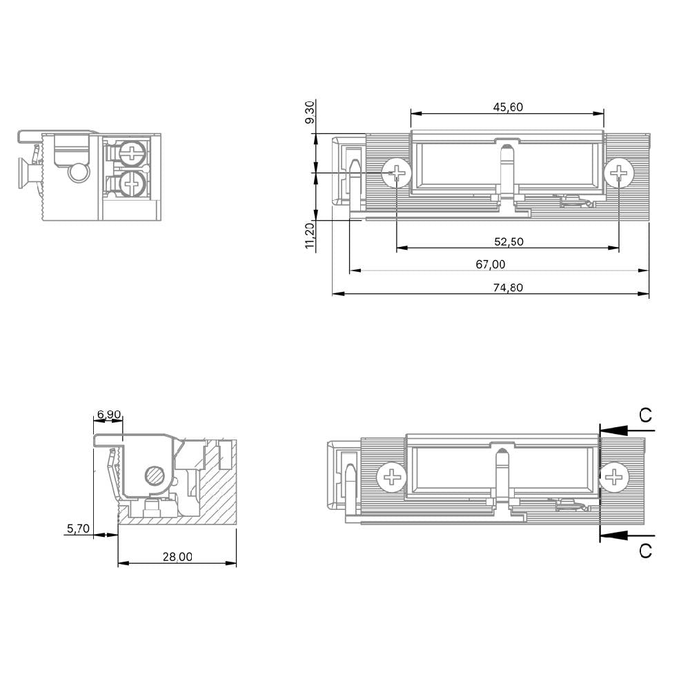 Elslutbleck EX-54 rättvänd 24V