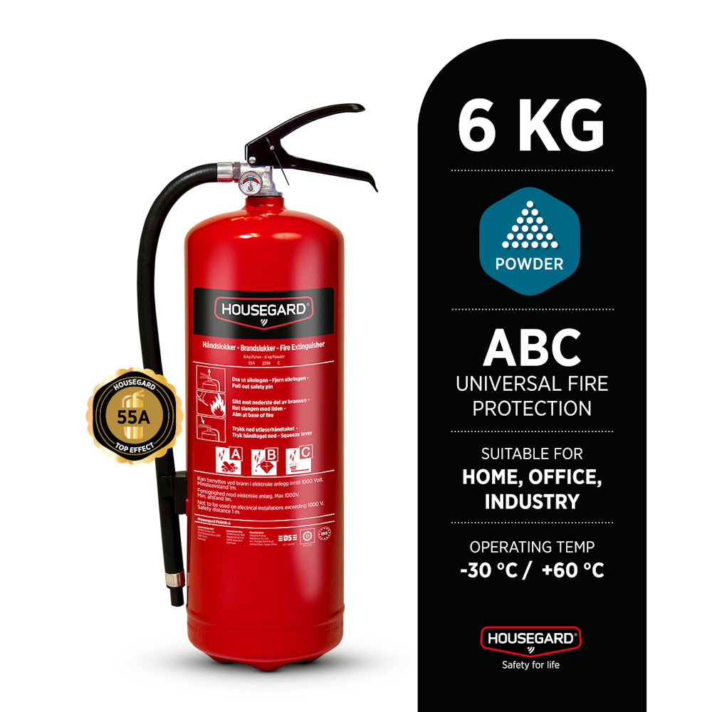 Pulversläckare PE6 55A 233 B C röd 6kg