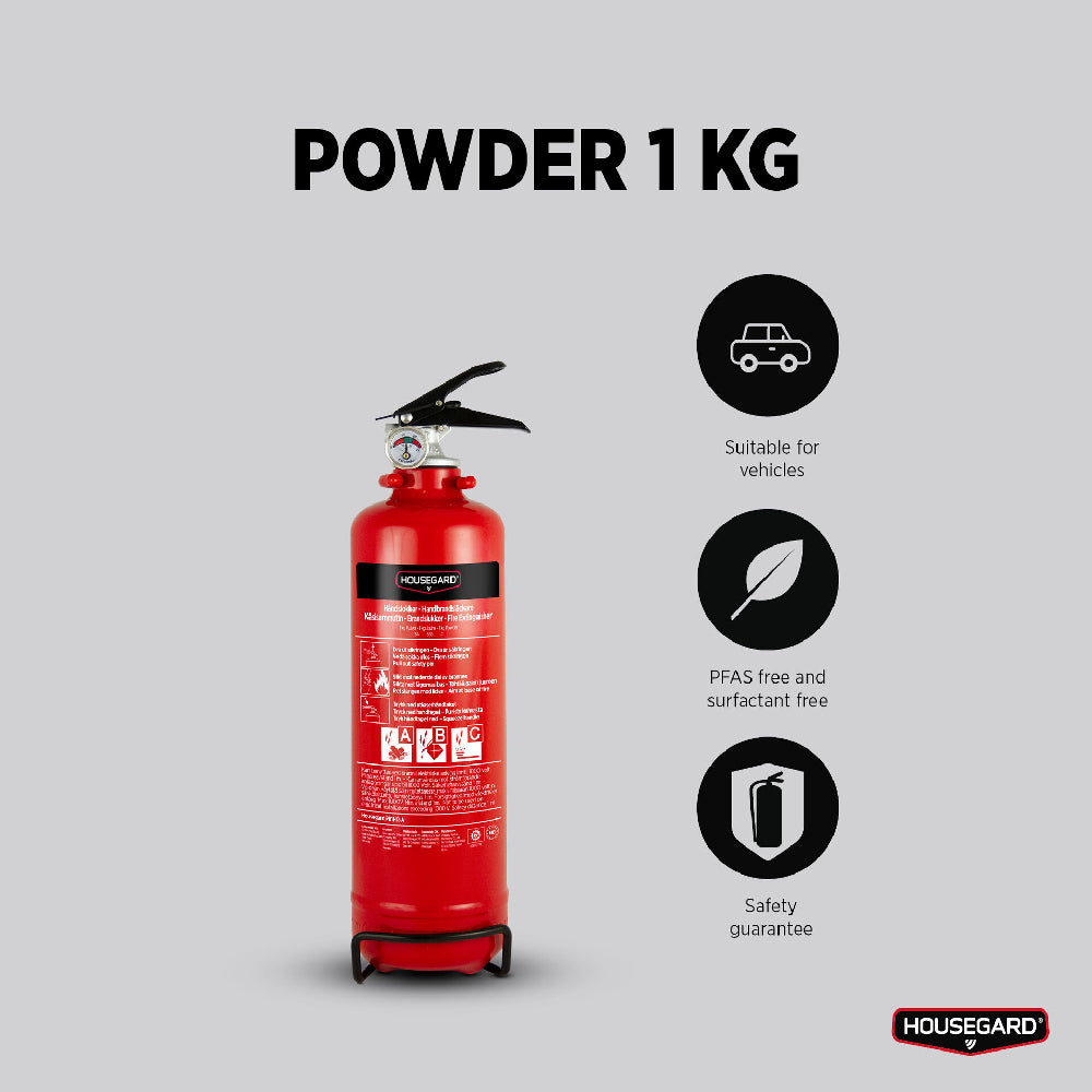 Pulversläckare PE1 8A-55B-C 1kg röd