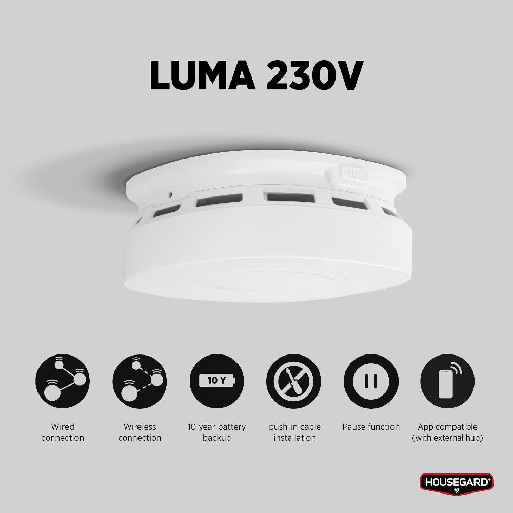 Brandvarnare Luma 230V 10år