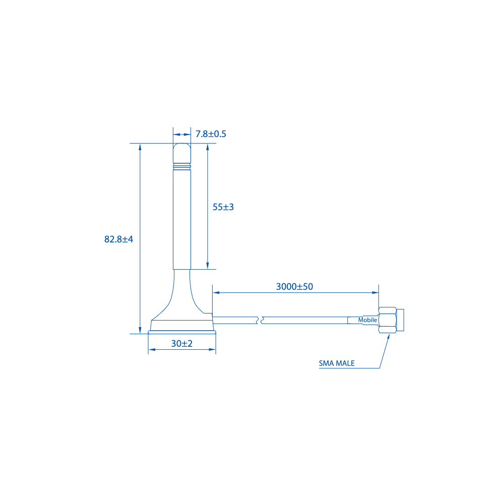Antenn magnetfot SMA-hane 3m kabel