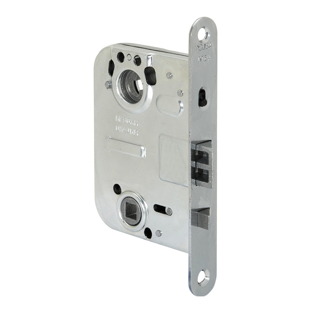 Låshus 4570 vänster krom från ASSA ABLOY är ett låshus för mellandörrar med automatisk förregling. Förreglingen styrs med knappen i stolpen.