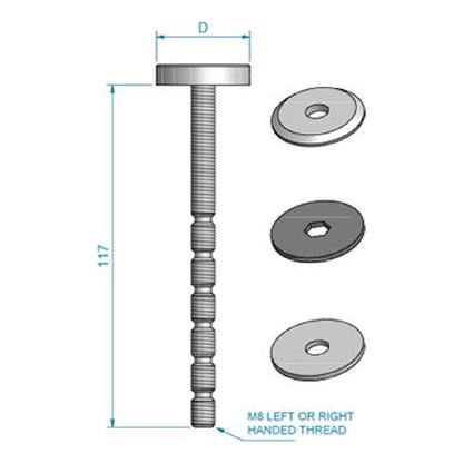 Monteringsset draghandtag PH-300 enk Ø25 högängad al/trä mat