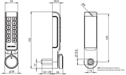 Elektromekaniskt Skåplås Pin Vänster 23Mm