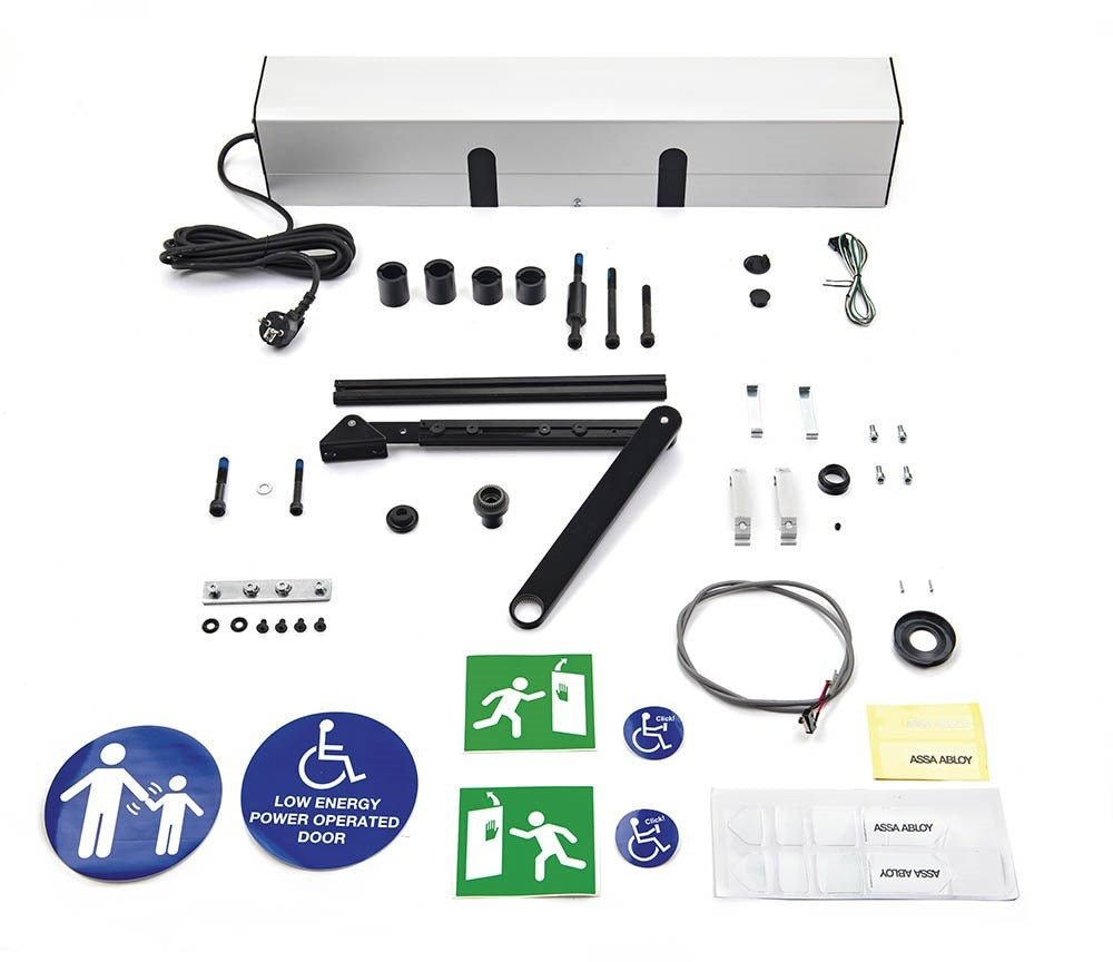 Dörrautomatik SW200 tryckande standardarm kpl silver/svart