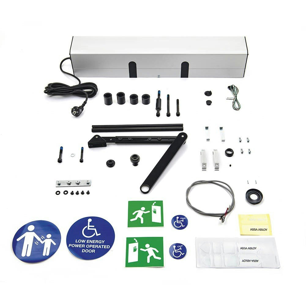 Dörrautomatik SW200 tryckande standardarm kpl silver/svart