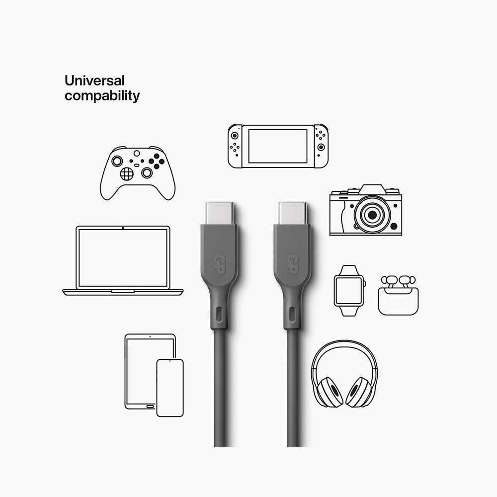 USB-kabel CC1B USB-C till USB-C 1m grå