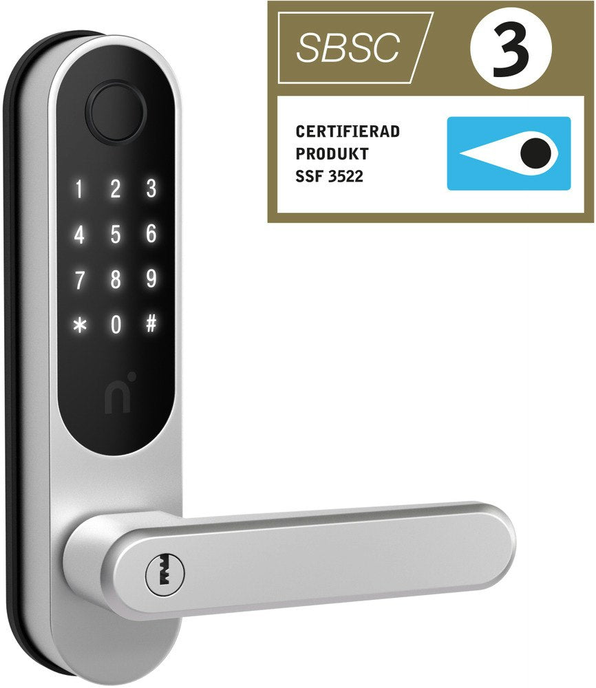 Nimly Touch Pro kodlås silver med fingeravtryck