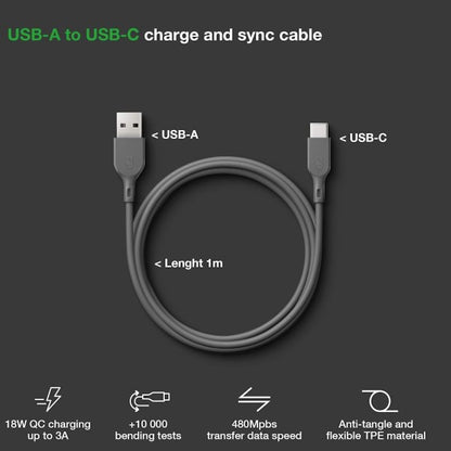 USB-kabel CC1N USB-A till USB-C 1m