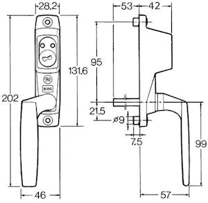 Fönsterhandtag 835 S-53 höger krom SB