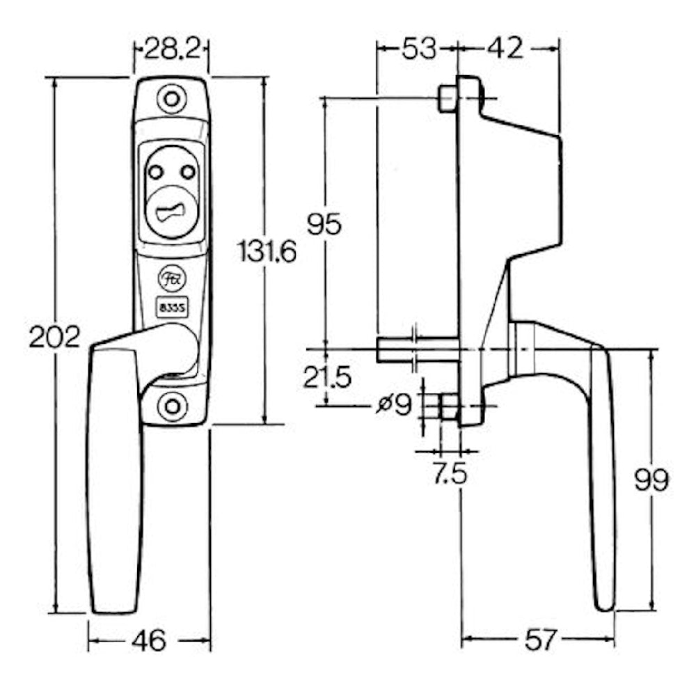 Fönsterhandtag 835 S-53 höger krom PP