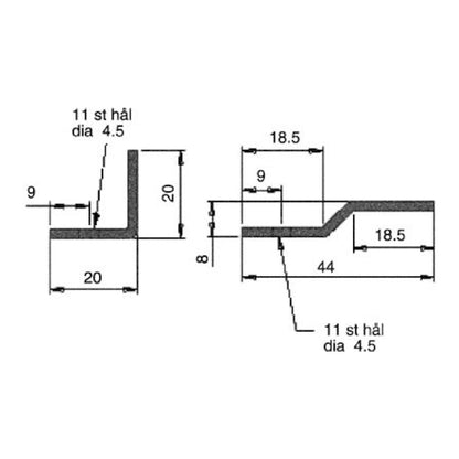 Brytskydd C-profilen I 2030mm vit
