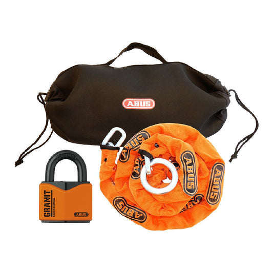 Hänglås 37/55 Granit orange + Kätting + påse set