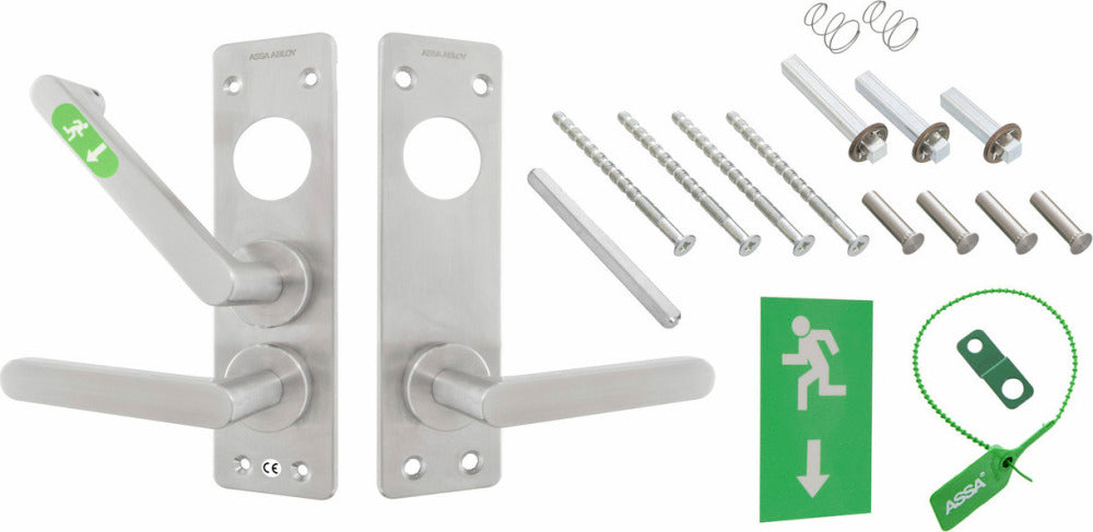 Nödutrymningsbeslag 179A plant höger rostfri kpl