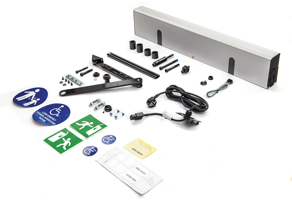 Dörrautomatik SW300 tryckande standardarm kpl silver/svart