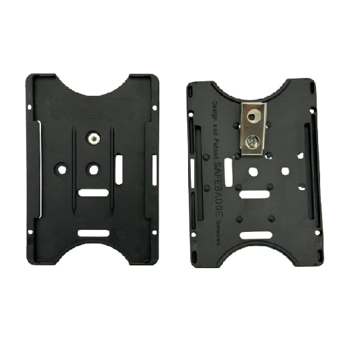 Korthållare med fast metallclip Svart (fynd)