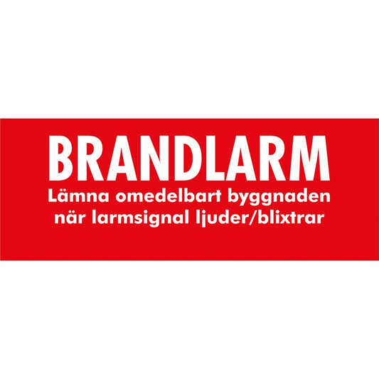 Skylt brandlarm utrym ljud/blixt 160x60 röd