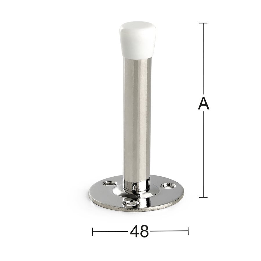 Dörrstopp 7470 150mm krom SB, med Dörr,Dörrtillbehör,Dörrtillbehör övrigt, Produktinformation Dörrstopp av stål med plaststopp. Längd 110mm resp. 150mm.