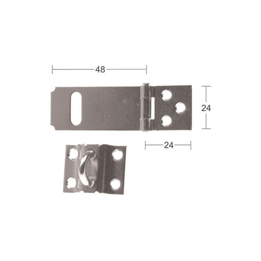 Hasp 1364 50mm stål SB, med Mekanisk låsning,Hänglås,Hänglåsbeslag, Produktinformation Habo Hasp 1364 50mm.Ledhasp av stål med vertikal ögla.För hänglås med max 8 mm bygel.