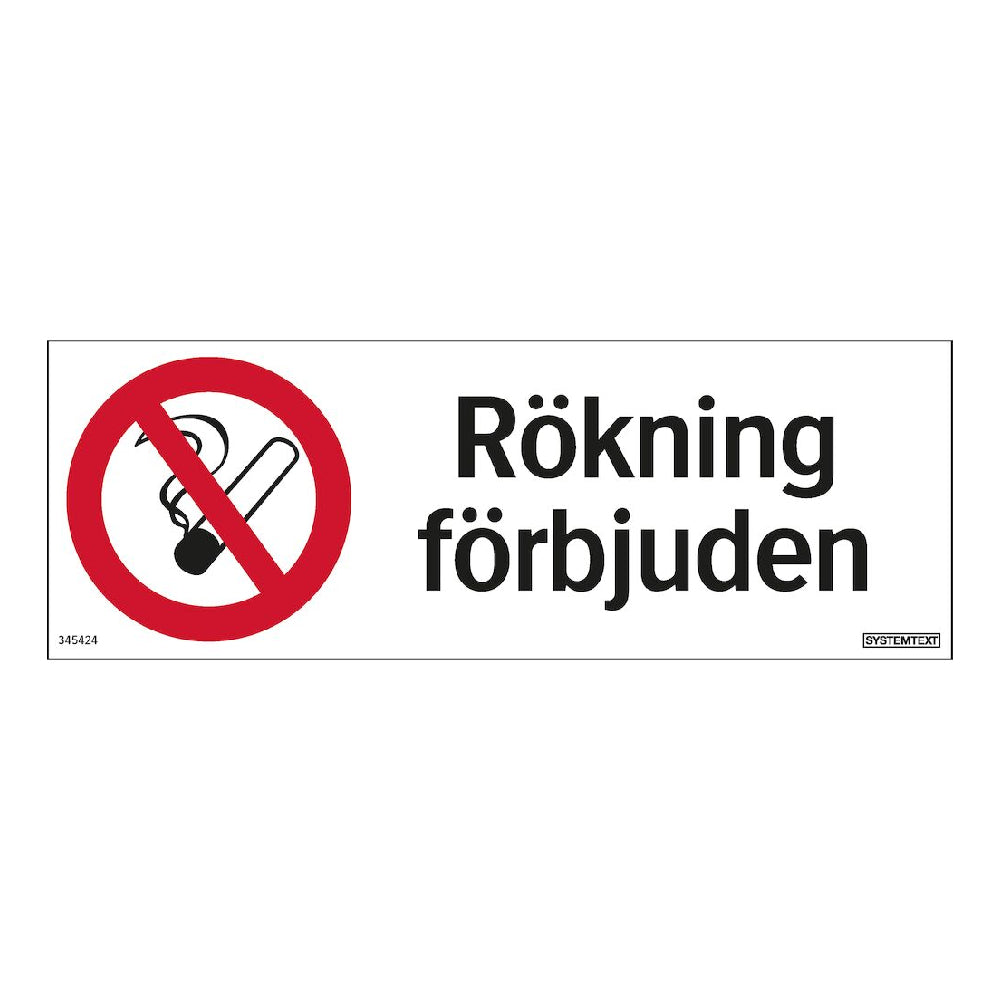 Skylt Rökning förbjuden hårdplast 297x105mm