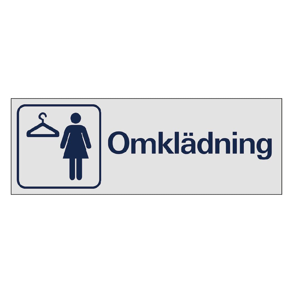 Skylt Omklädning dam aluminium