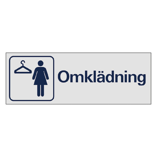 Skylt Omklädning dam aluminium