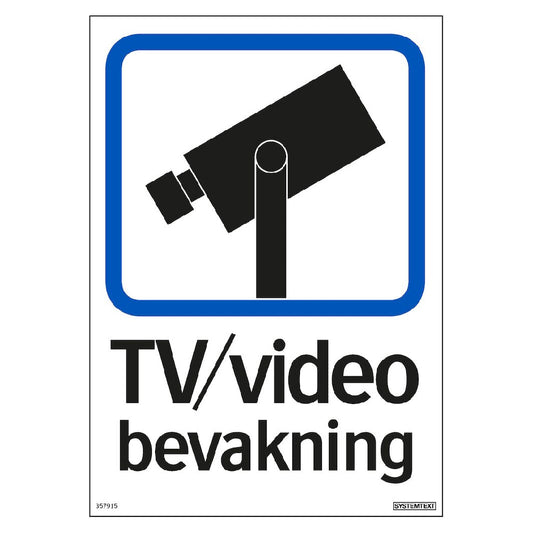 Skylt TV/Video bevakning hårdplast A5
