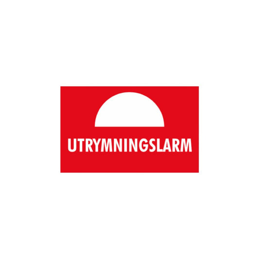 Skylt utrymningslarm 80x50mm