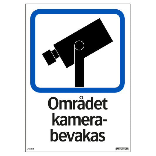 Skylt Området kamerabevakas 210x297mm