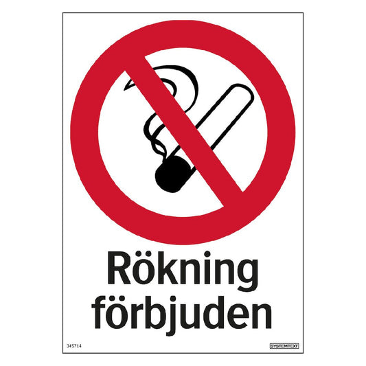 Skylt Rökning förbjuden hårdplast A4 210x297mm